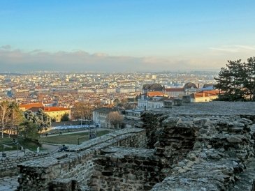 Ancient Roman era Theatre of Fourviere and Odeon on the Fourviere Hill in Lyon