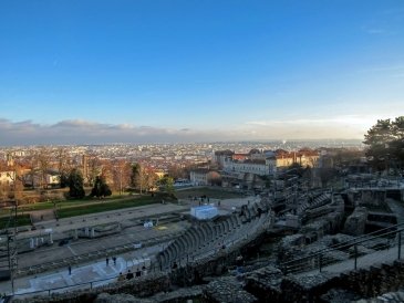 Ancient Roman era Theatre of Fourviere and Odeon on the Fourviere Hill in Lyon